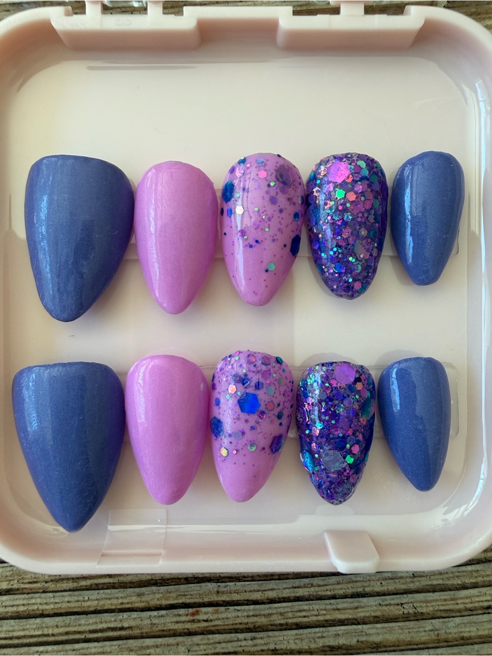 Purple & Pink Glitter Press-On Nail Set